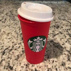Starbucks reusable red cup